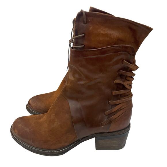 AS 98 Katarina Boots Size 39EU 8.5/9 US Cognac Brown Distressed Boho Western - Picture 1 of 15